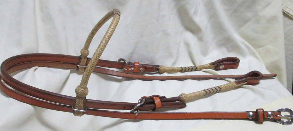 Rawhide Regular Browband - Leather Headstall with Rawhide Braiding