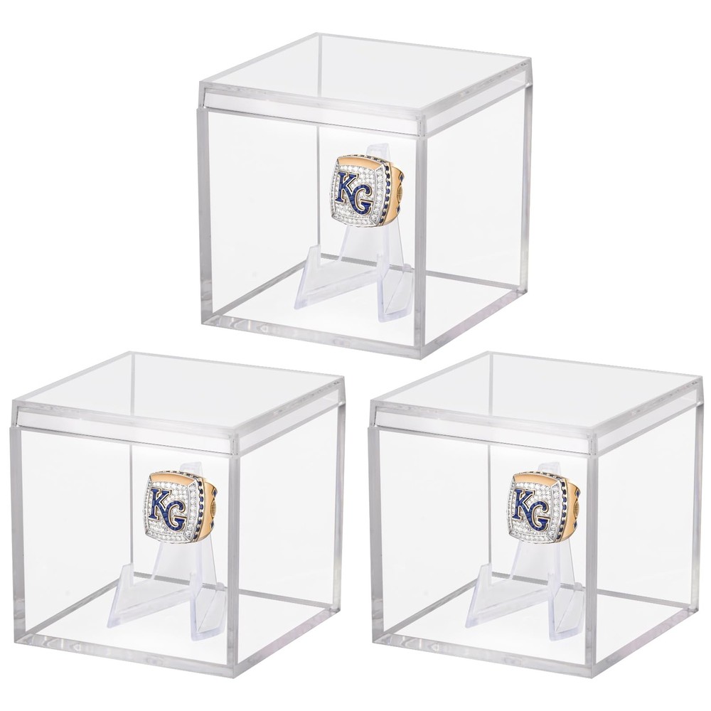 3 Pack Championship Ring Display Case Clear Acrylic 3 Pack,