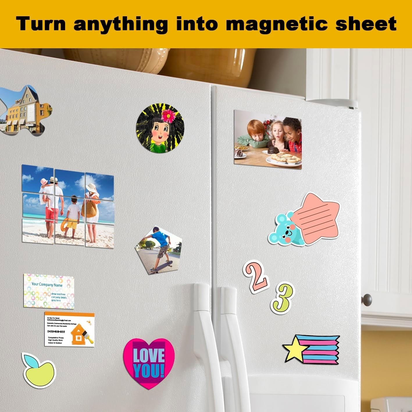 Business Card Magnets, 2x3.5 inch,50 Pack, Peel and Stick Self Adhesive Magnetic