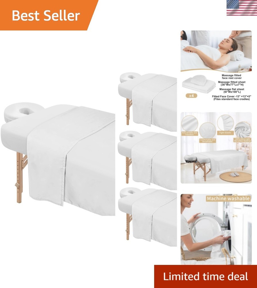 4 Sets  Microfiber Massage Table Sheets Set 3 Piece Set Includes Massage Tabl...