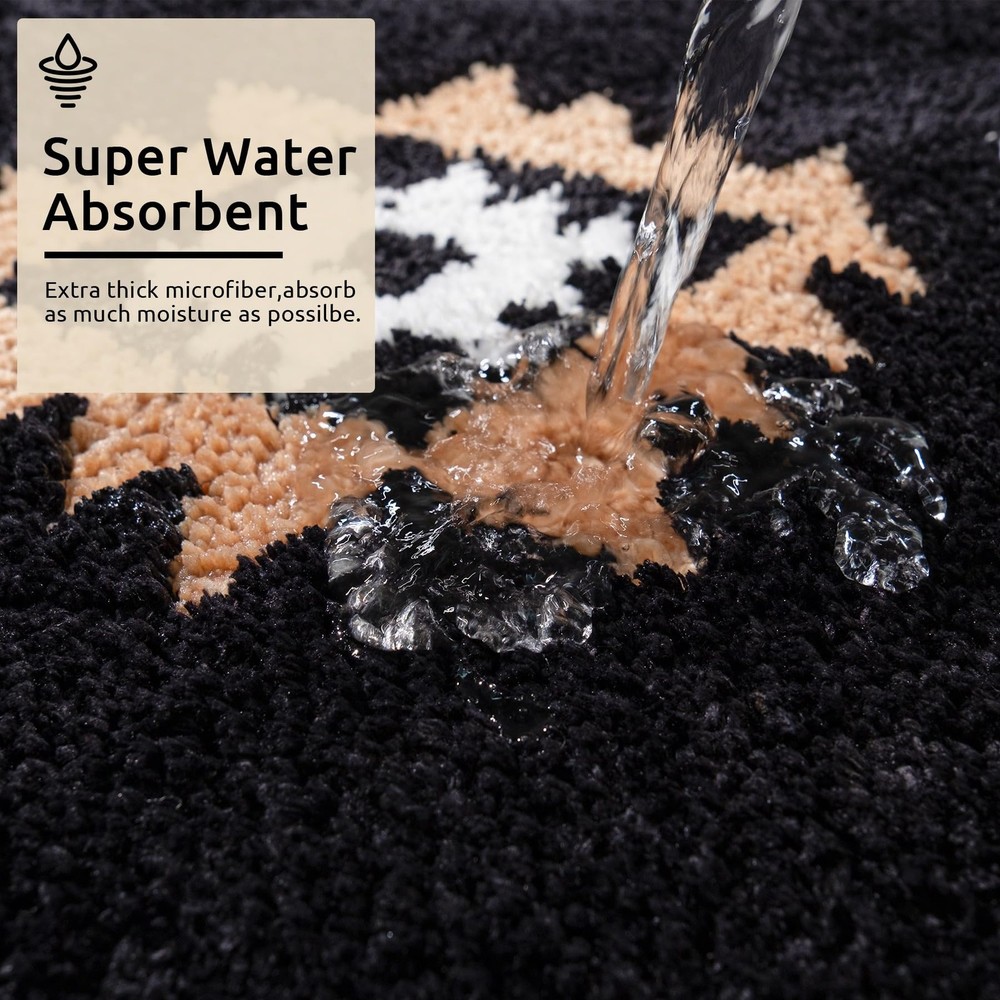 Luxury Bathroom Mat 20x32, Soft Absorbent, Machine Washable, Black