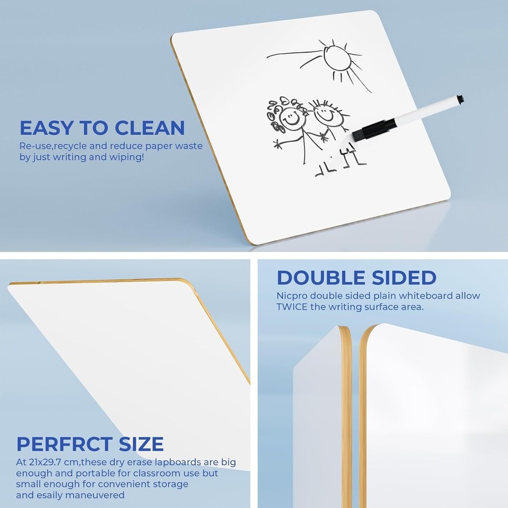 Compact Double-Sided Lapboard - 12x16” Whiteboard with Easy Erasing Surface