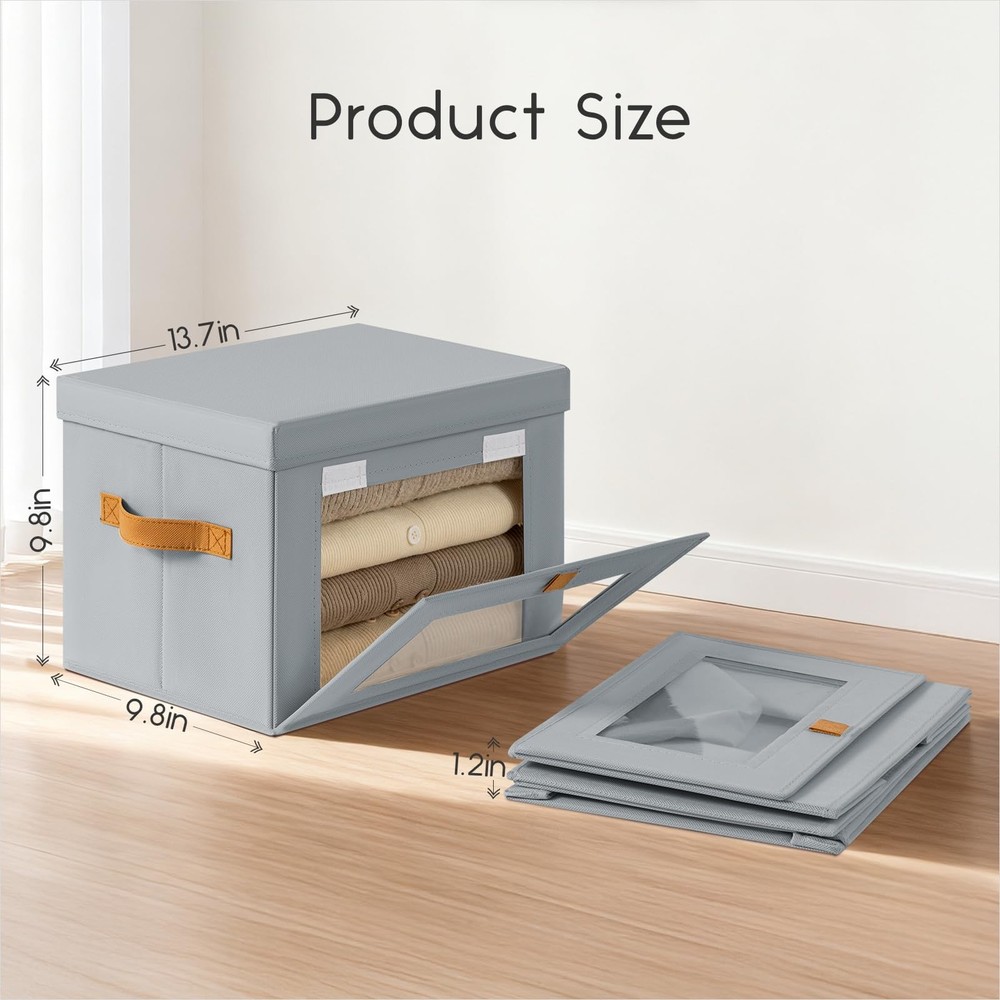 Small Fabric Storage bins - Collapsible Storage Bins with Open Window, 5 Pack...