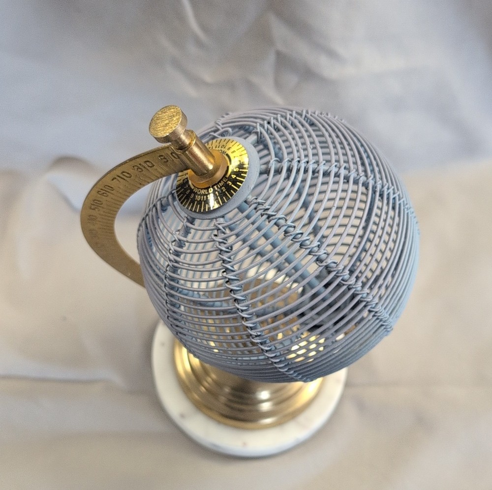 Decorative Tabletop Globe Blue Gold Metal Marble Base