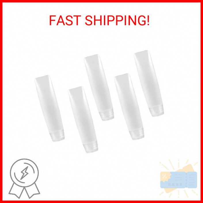 5 Pcs 1 oz Refillable Toothpaste Tubes, Empty Travel Bottles, Reusable Mini Loti