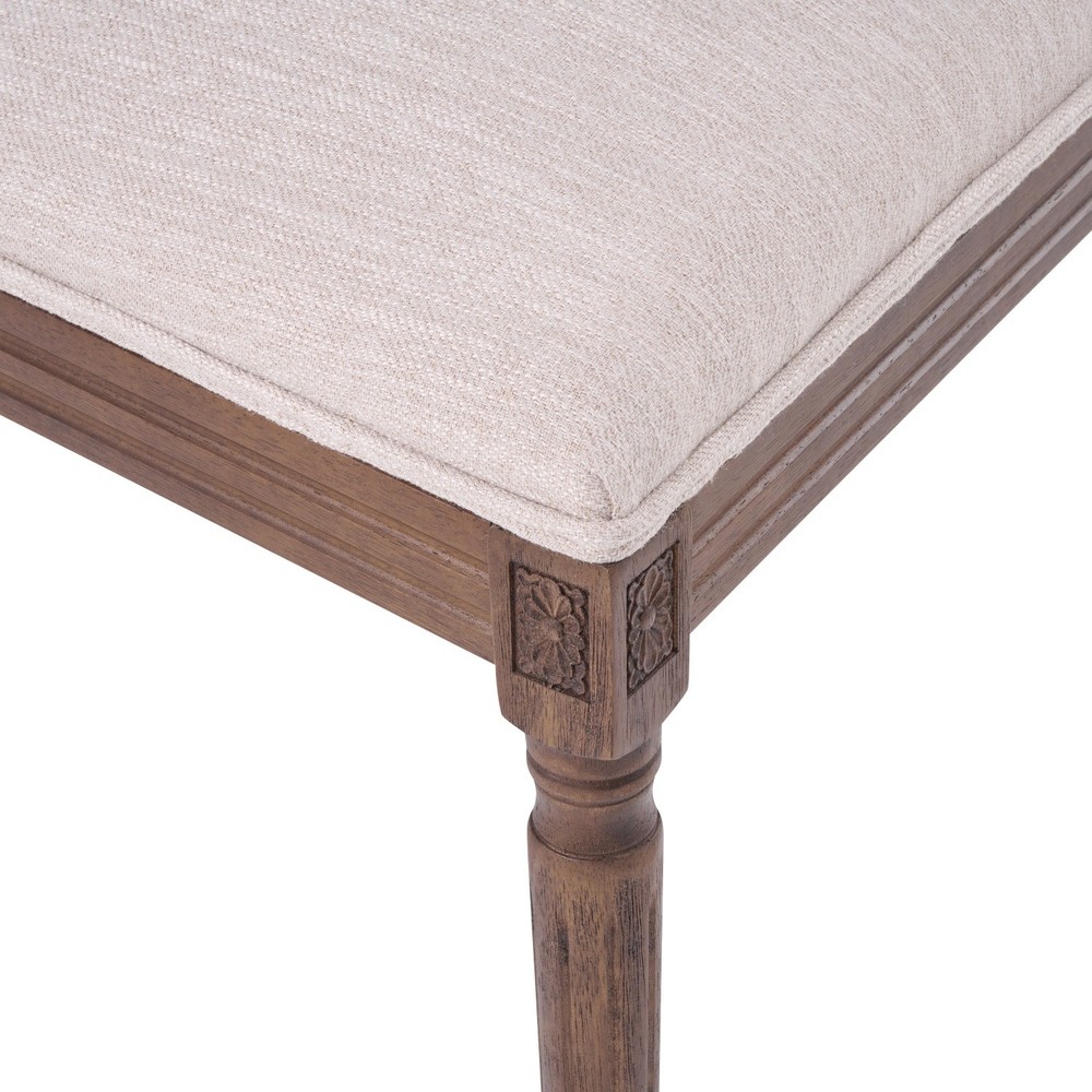 Set of 2 Rustic Upholstered Dining Chairs with Rattan Back & Solid Wood Frame