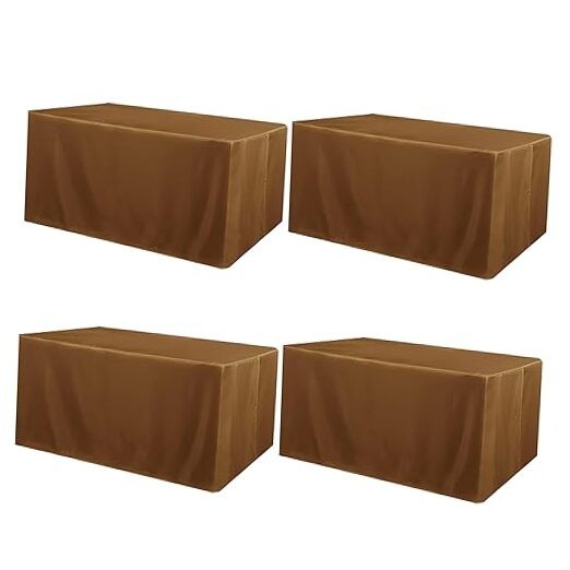Pack Fitted Table Covers for 6 Foot Tables - Water Resistant Washable 4 Brown