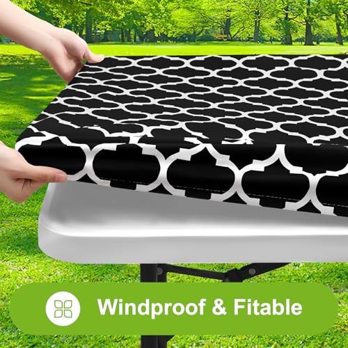 Rectangle Picnic Table Cover, Waterproof Elastic 72" x 30" (Rectangular) Black