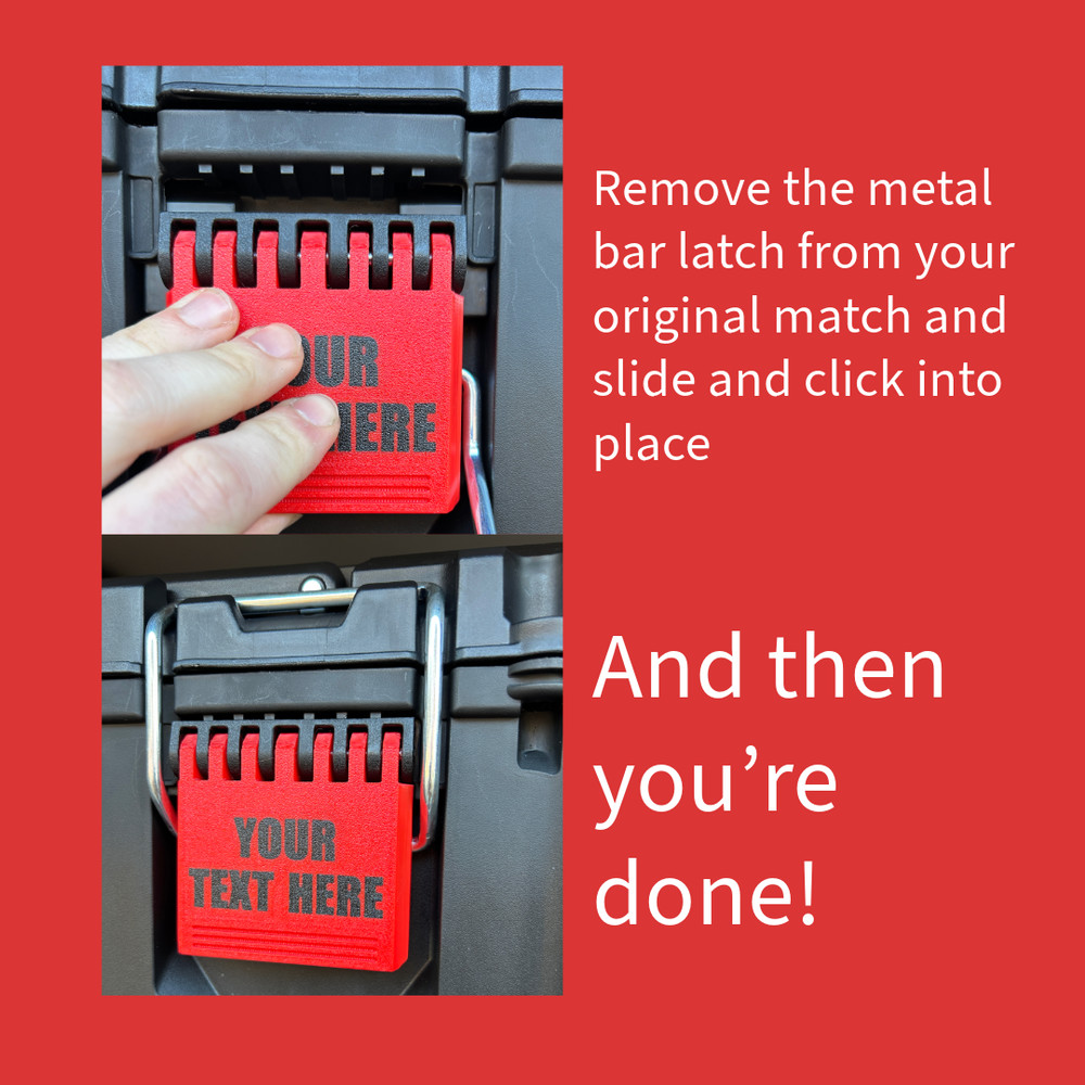 Replacement Latch for Milwaukee Compact Toolbox – Custom Text & Color Options!