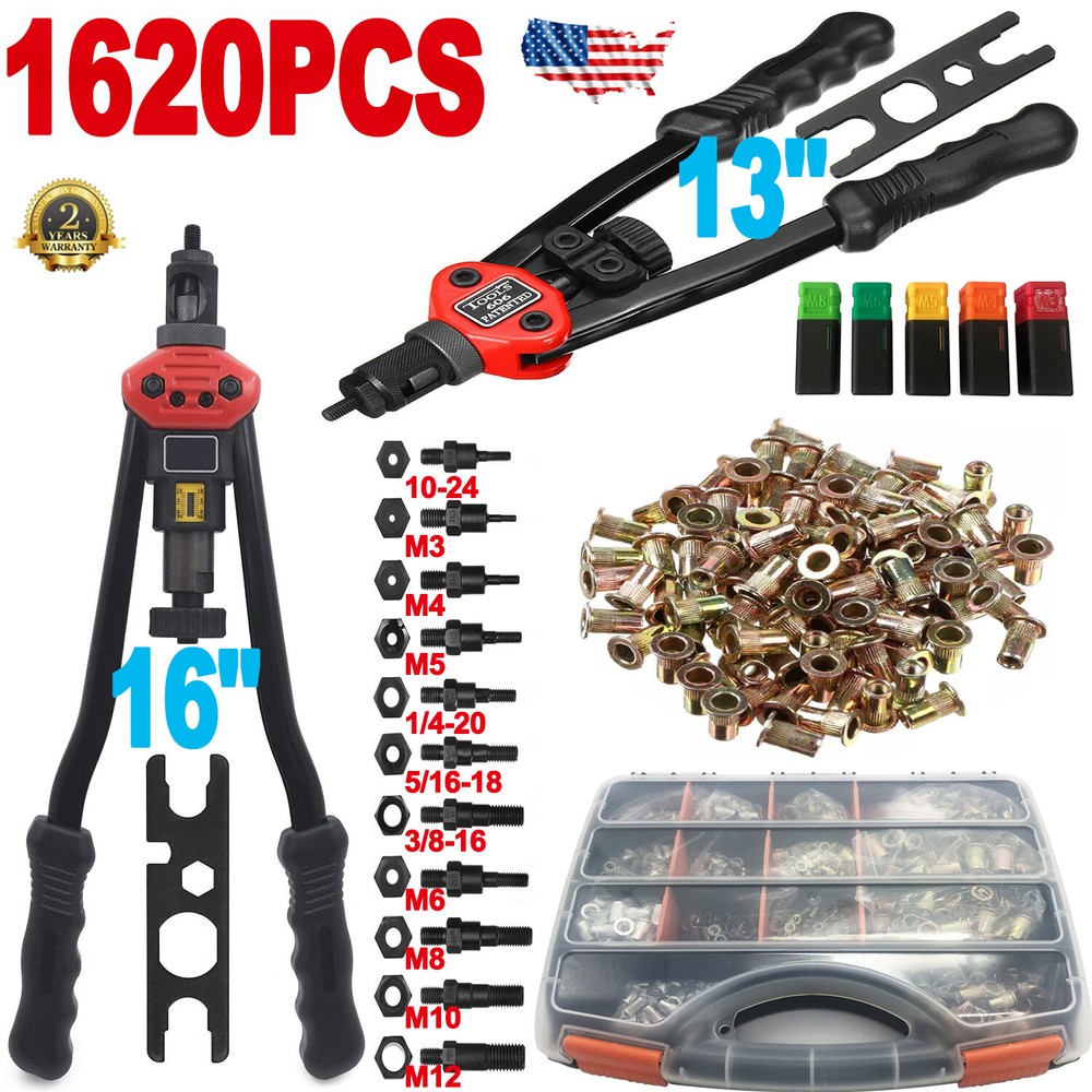 16"Rivet Gun Kit Rivnut Thread Setting Tool Nut Setter NutSert Metric SAE 1620PC