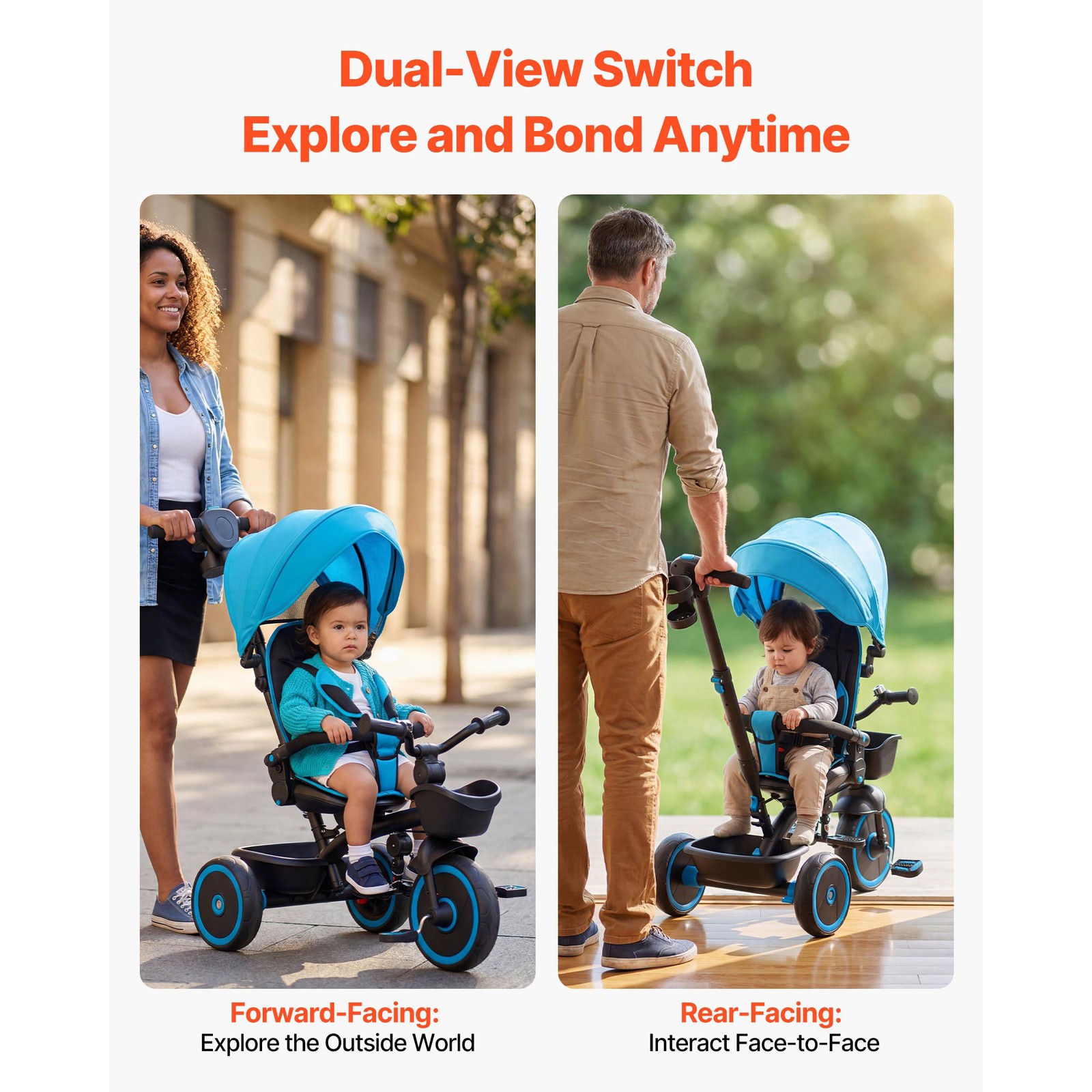 Uimoso 6-in-1 Toddler Tricycle with Push Handle Push Trike for Kids Aged 1-5