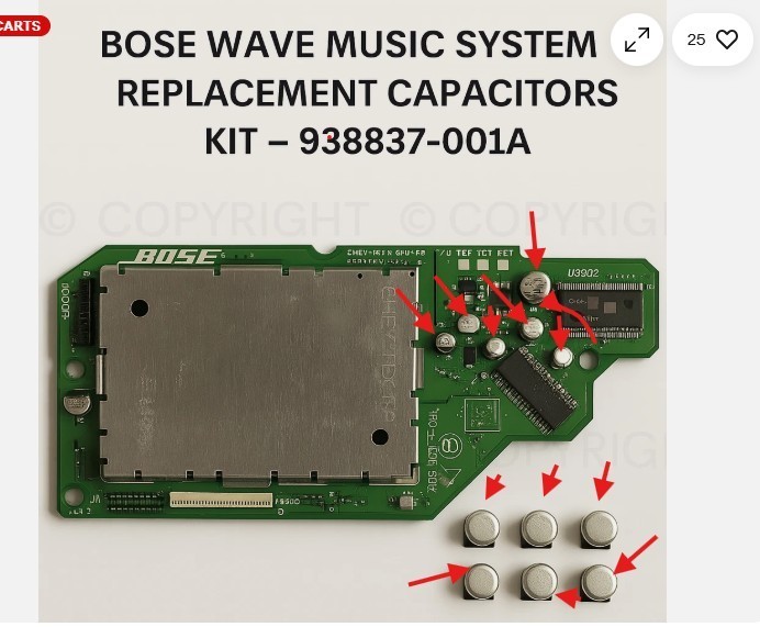 Bose Wave Music System Capacitor Replacement Kit For PCB Board CD Skips Errors