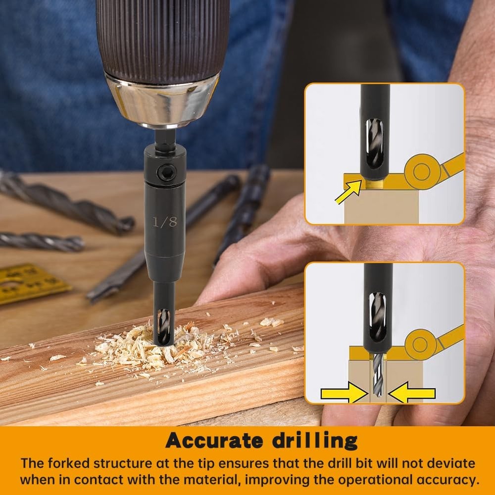 6 Pcs Self Centering Drill Bit Set, 1/4" Hex Shank Hinge Drill Bit Set 3/32",...