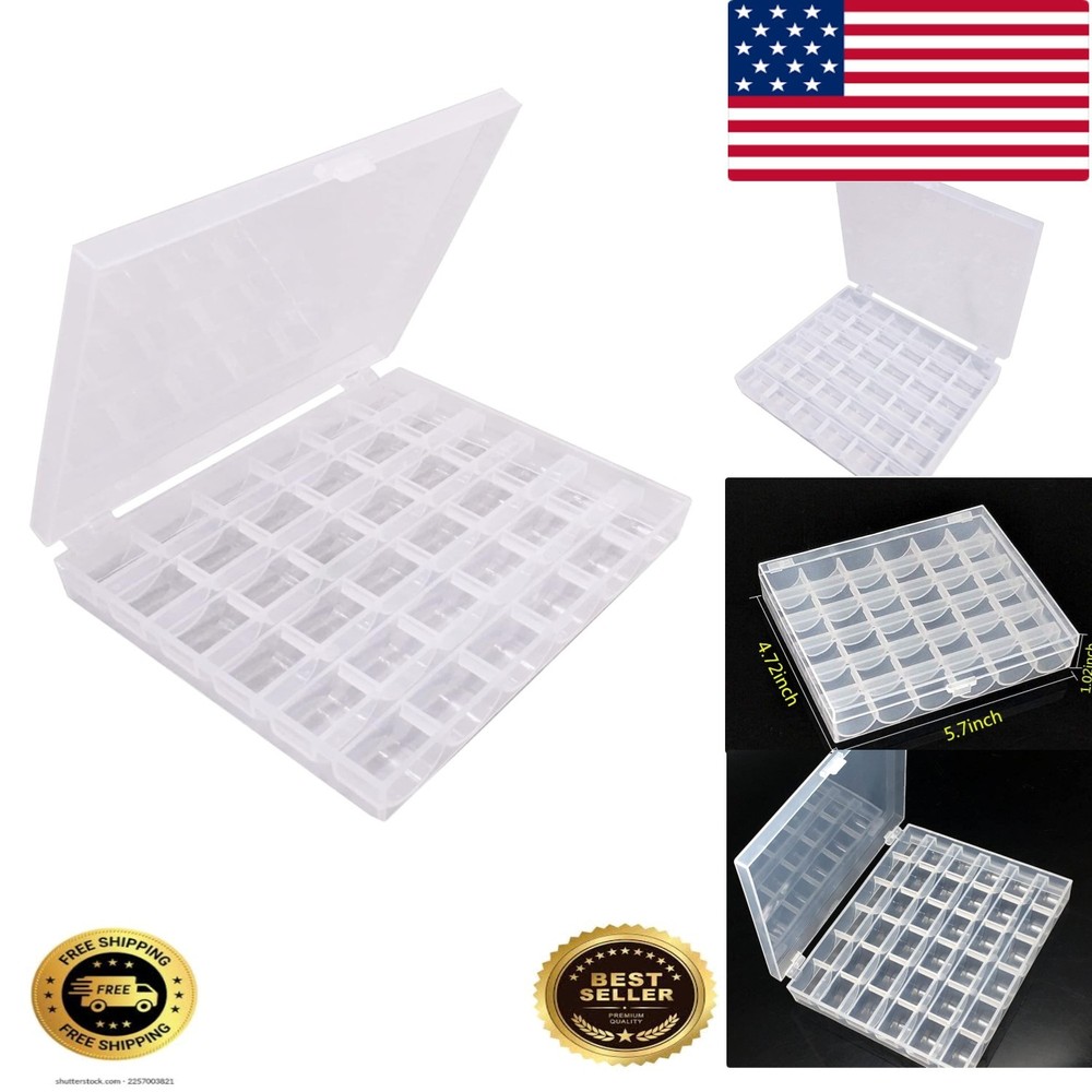 Bobbin Box,Transparent 36 Empty Bobbins Spools Box,Machine Bobbin Organizer P...