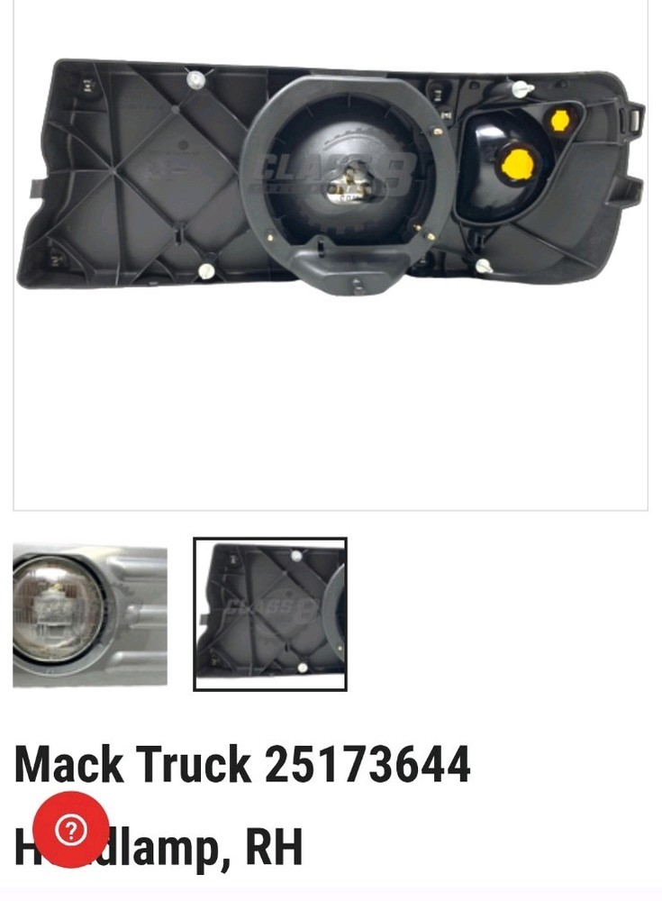 Mack Right Headlamp Part #25173644