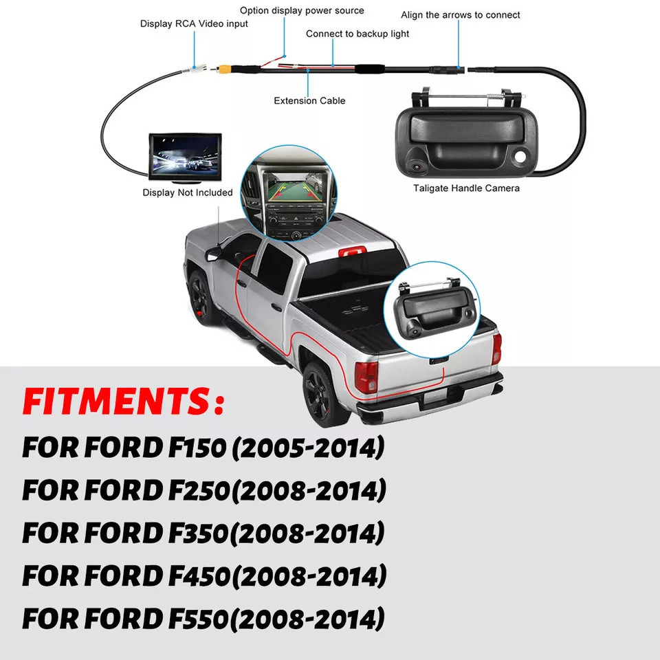 Tailgate Handle Rear View Backup Camera For 04-16 Ford F150 F250 F350 F450