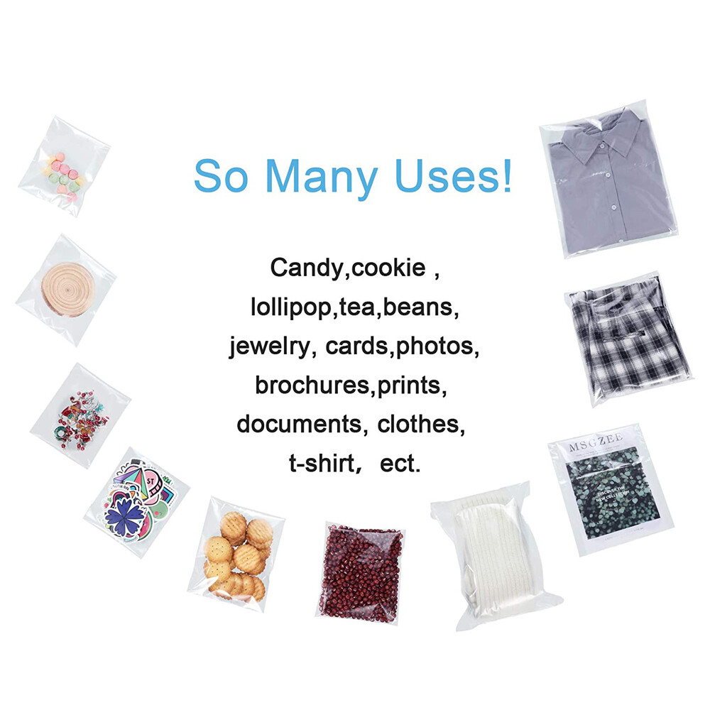 Clear Plastic Bags Resealable Self Seal Cello Bag Lip Tape Poly Apparel T-Shirt