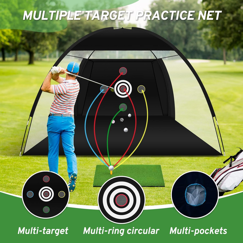 Golf Net, Golf Practice Net with Golf Hitting Mat, Home Golf Hitting Aid Nets fo