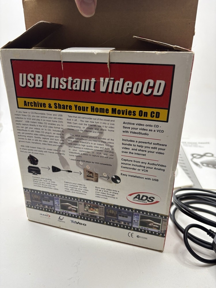 ADS USB Instant VideoCD Capture Device w/ Software, Cables & Manual – Vintage PC