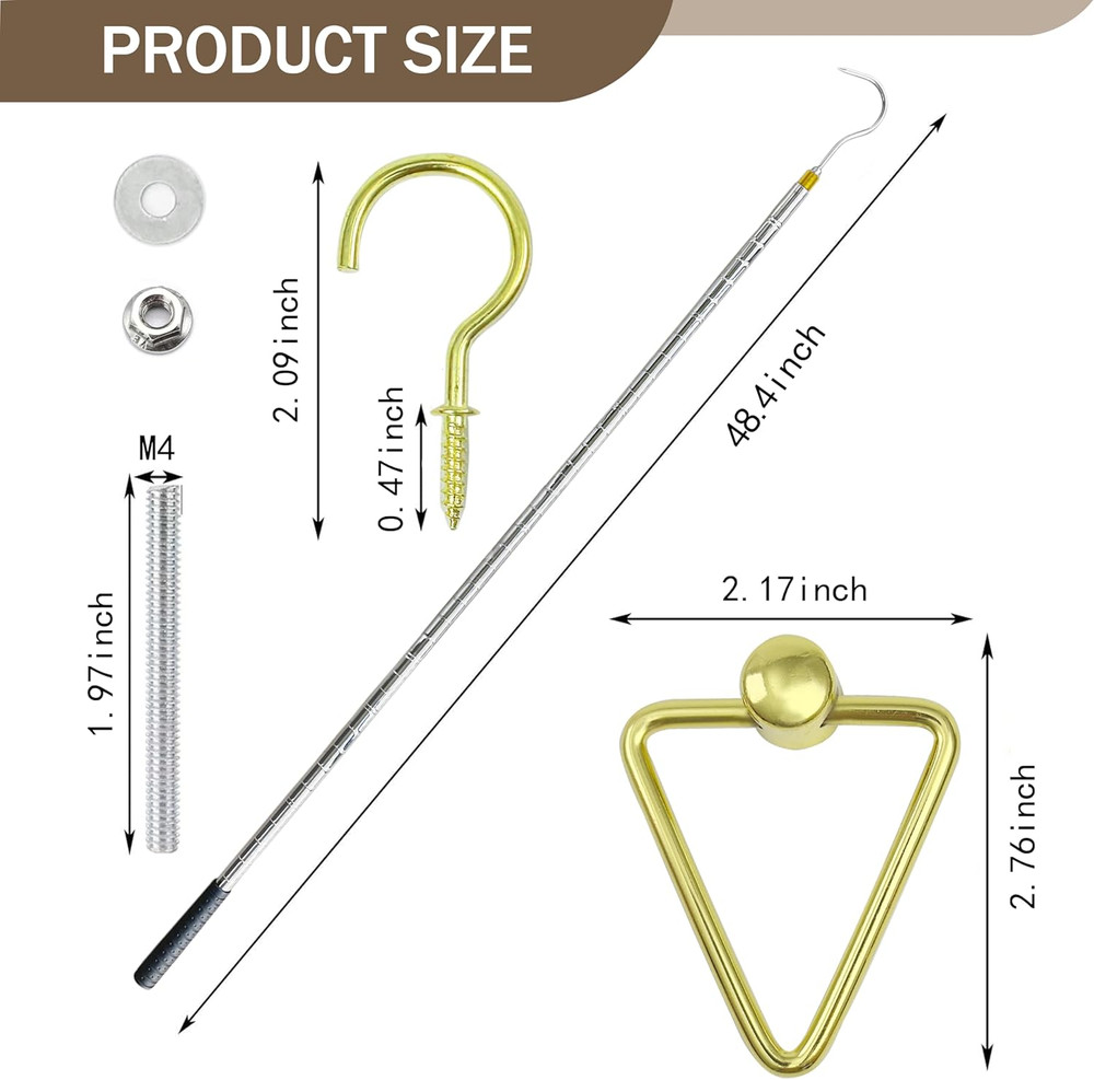Attic Ladder Pull System Kit with 48.4" Extension Pole and Copper Hook