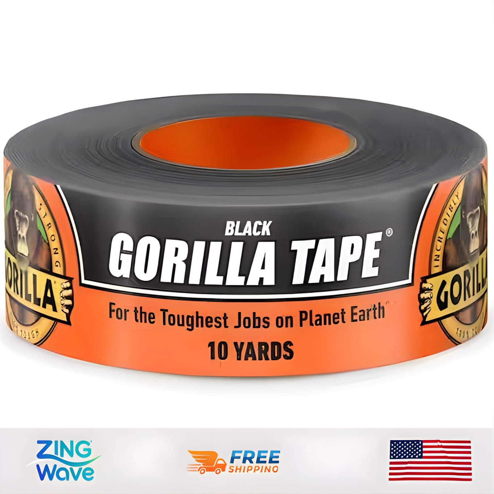 Heavy Duty Black Duct Tape Gorilla Tough Weather Resistant Large (10 yard) Roll