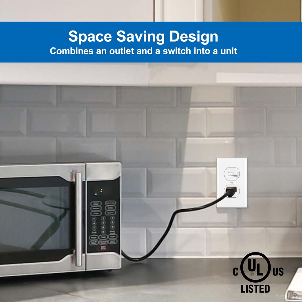 2 Pack Combination Toggle Light Switch and Duplex Receptacle Outlet Single Pole