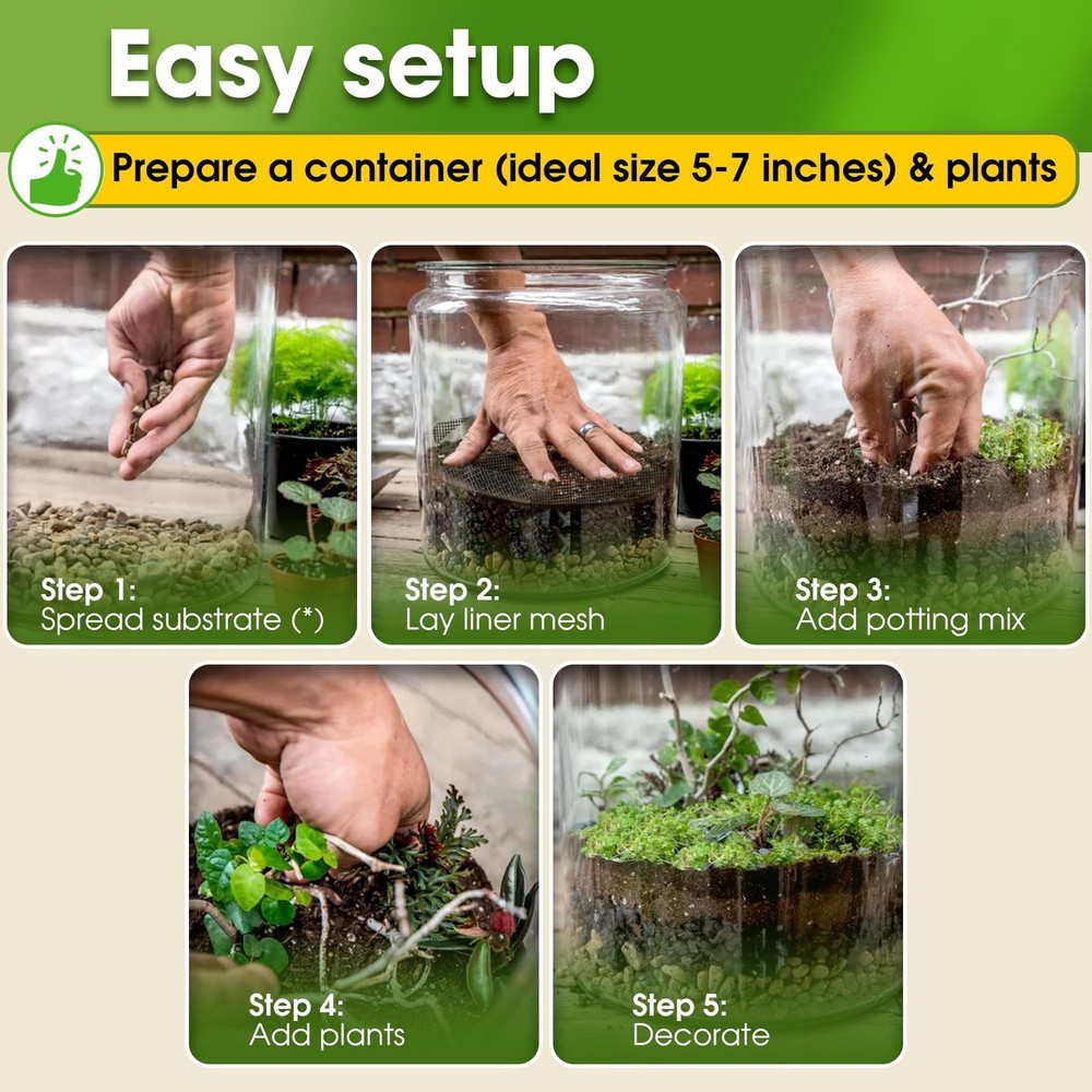 DUSPRO Recycle Terrarium Kit, Include Potting Soil, Pumice, Medium, Soil