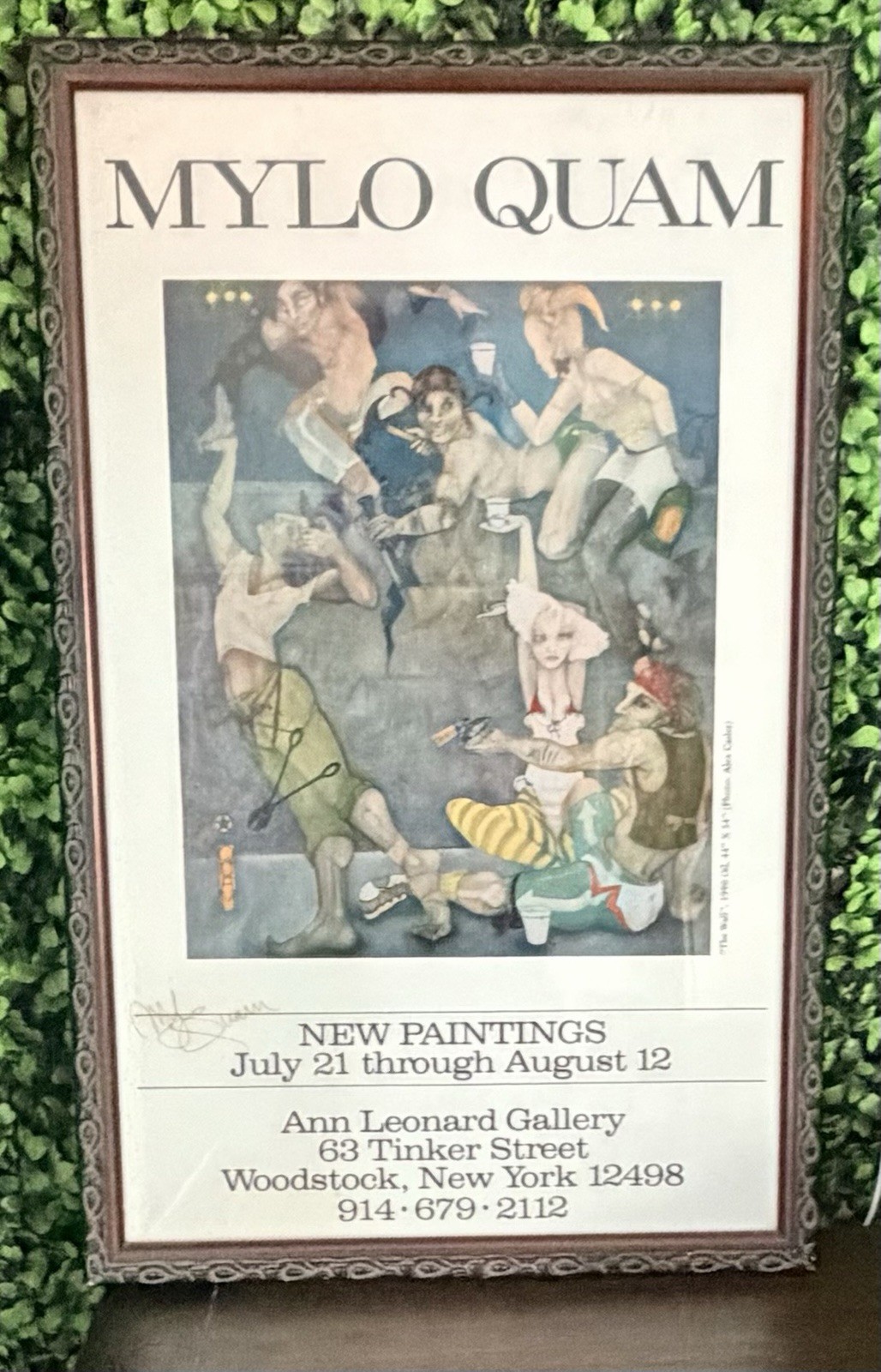 MYLO QUAM ORIGINAL AUTHENTIC AUTOGRAPHED PRINT 1990 WOODSTOCK NY EXHIBITION