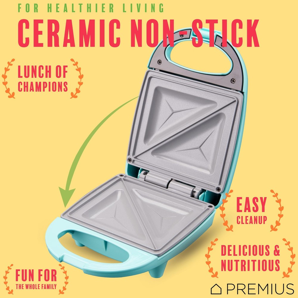 Ceramic NonStick Mini Snack Sandwich Maker, Indicator Light, 5x4.4 Inch Mold,...