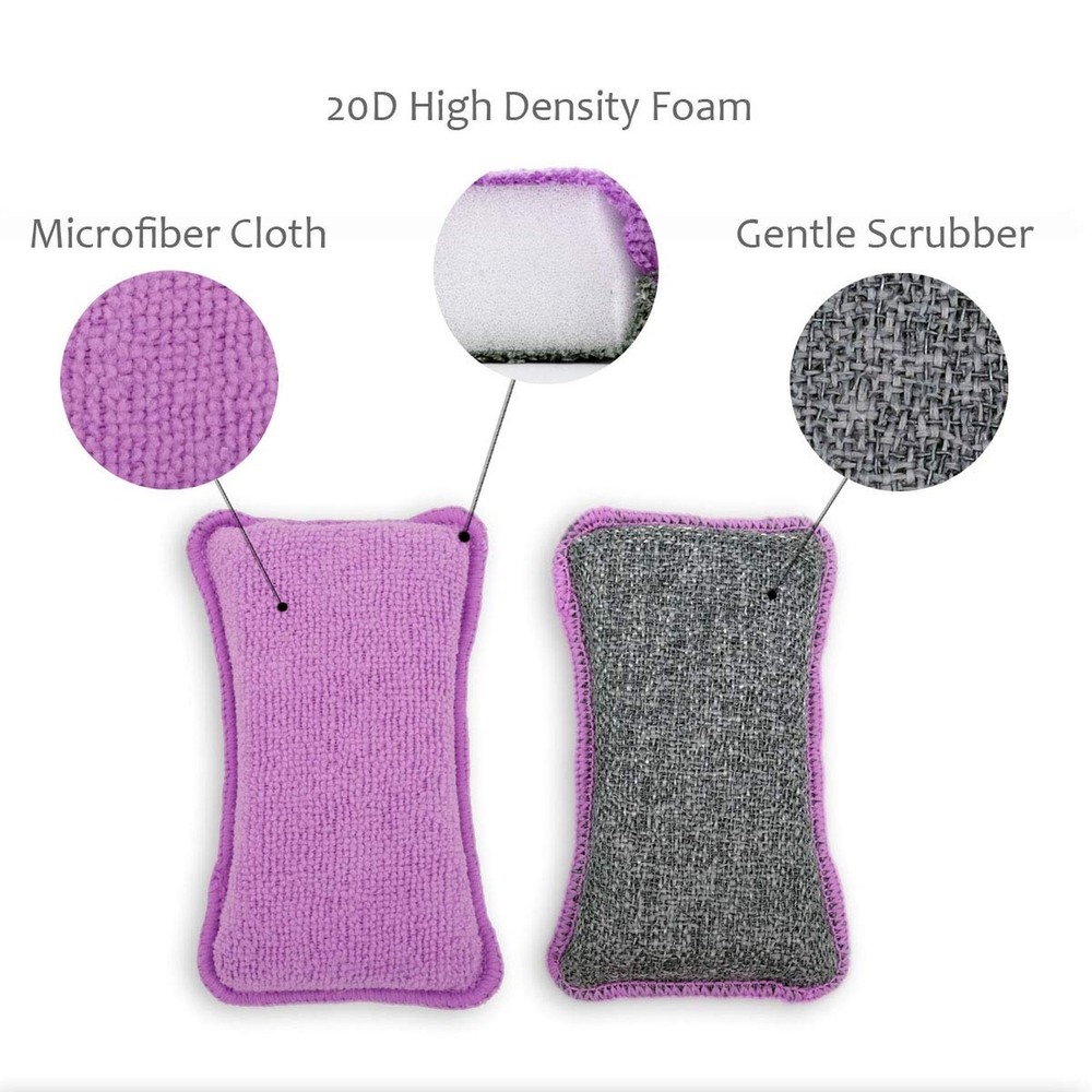 UPSTAR Kitchen Sponges for Dishes, Microfiber Cleaning Scrubber, Non-Scratch ...