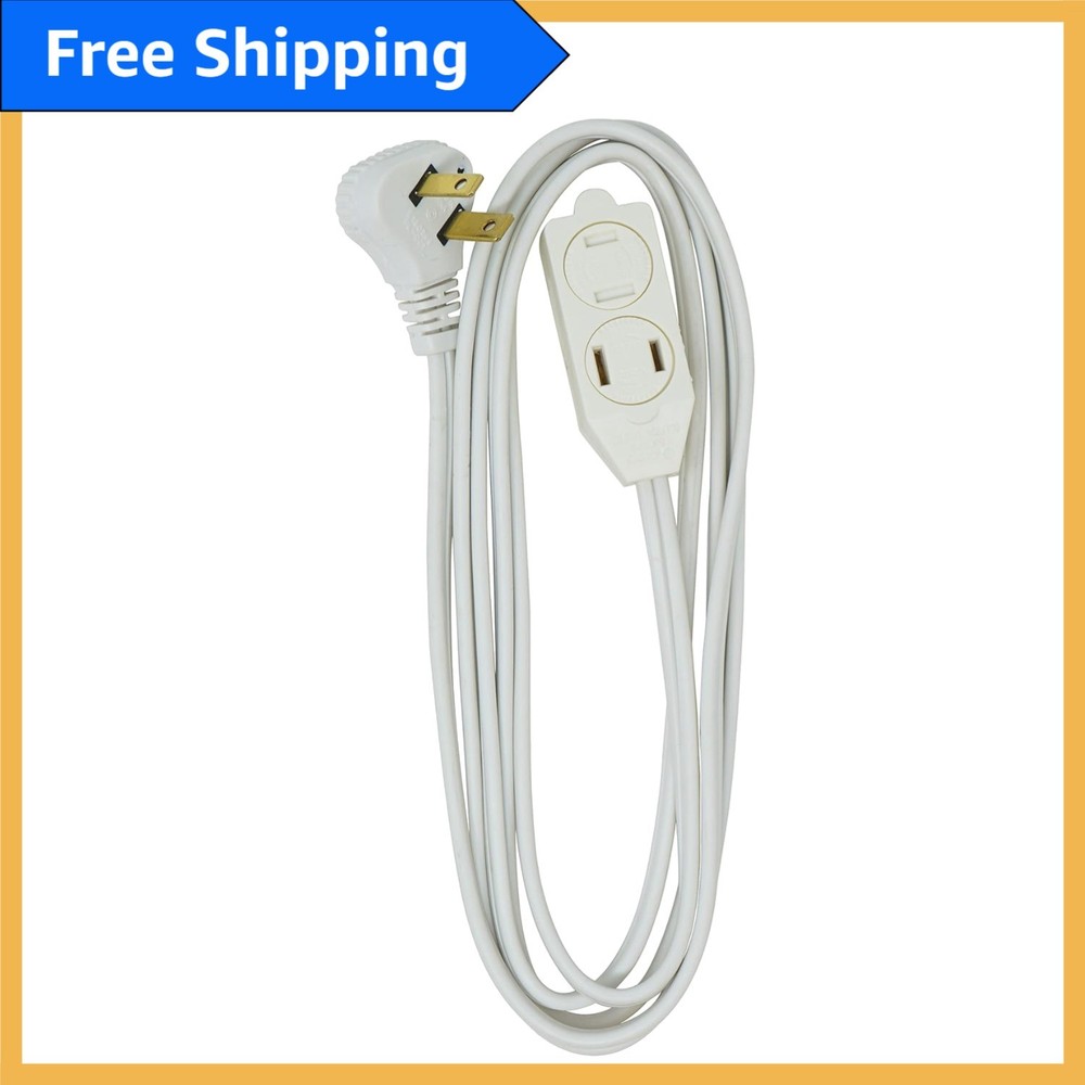 SlimLine 3ft Flat Plug Extension Cord - Right Angle, 3 Polarized Outlets