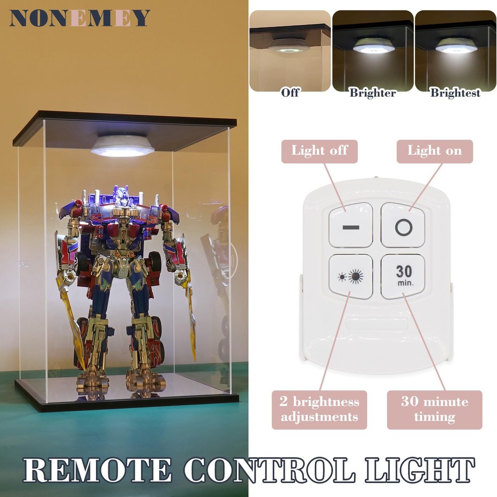 NONEMEY Clear Acrylic Display Case with Remote Control Light for 400% Bearbrick,
