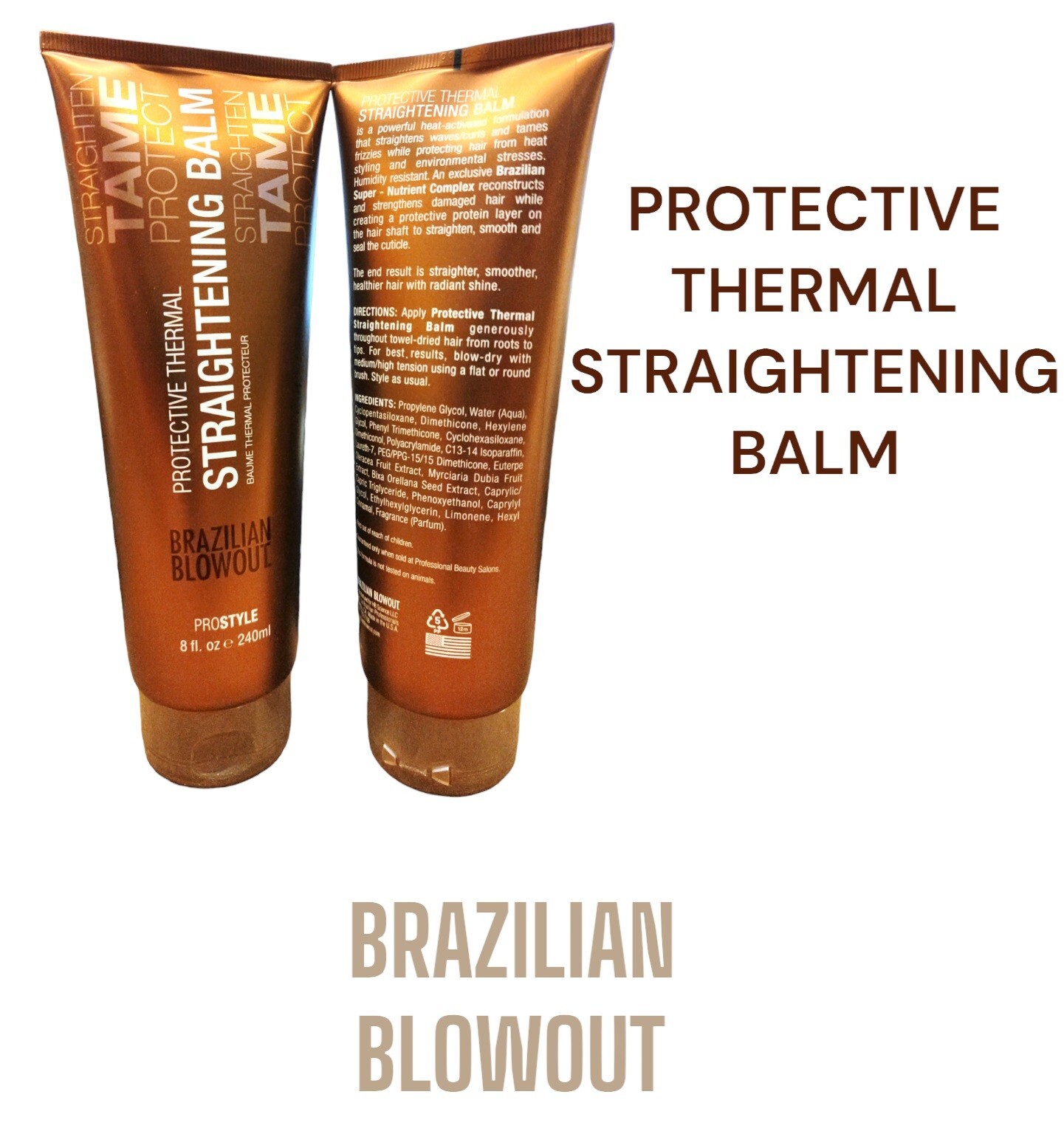 Brazilian Blowout Thermal - STRAIGHTENING - Balm Protecteur 8 oz NEW PACKAGING
