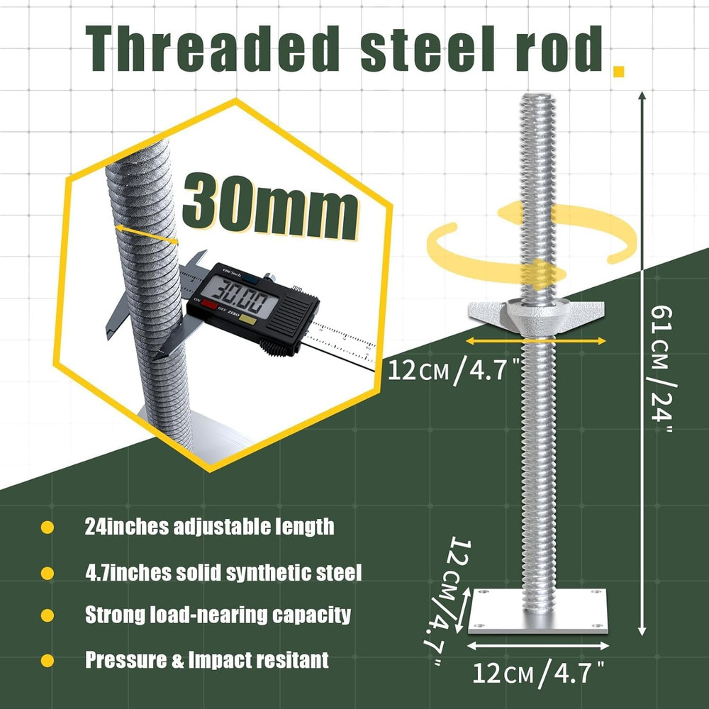 4 Pack Screw Scaffolding Jack, 24" Adjustable Scaffold Leveling Jacks, Solid Scr