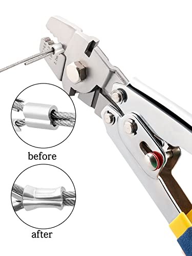 Wire Rope Cable Crimping Tool, Wire Rope Swaging Tool with Cutting Function,