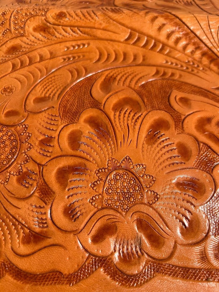 Hand Tooled Leather Craft Sampler. Unfinished Project with Skilled Details
