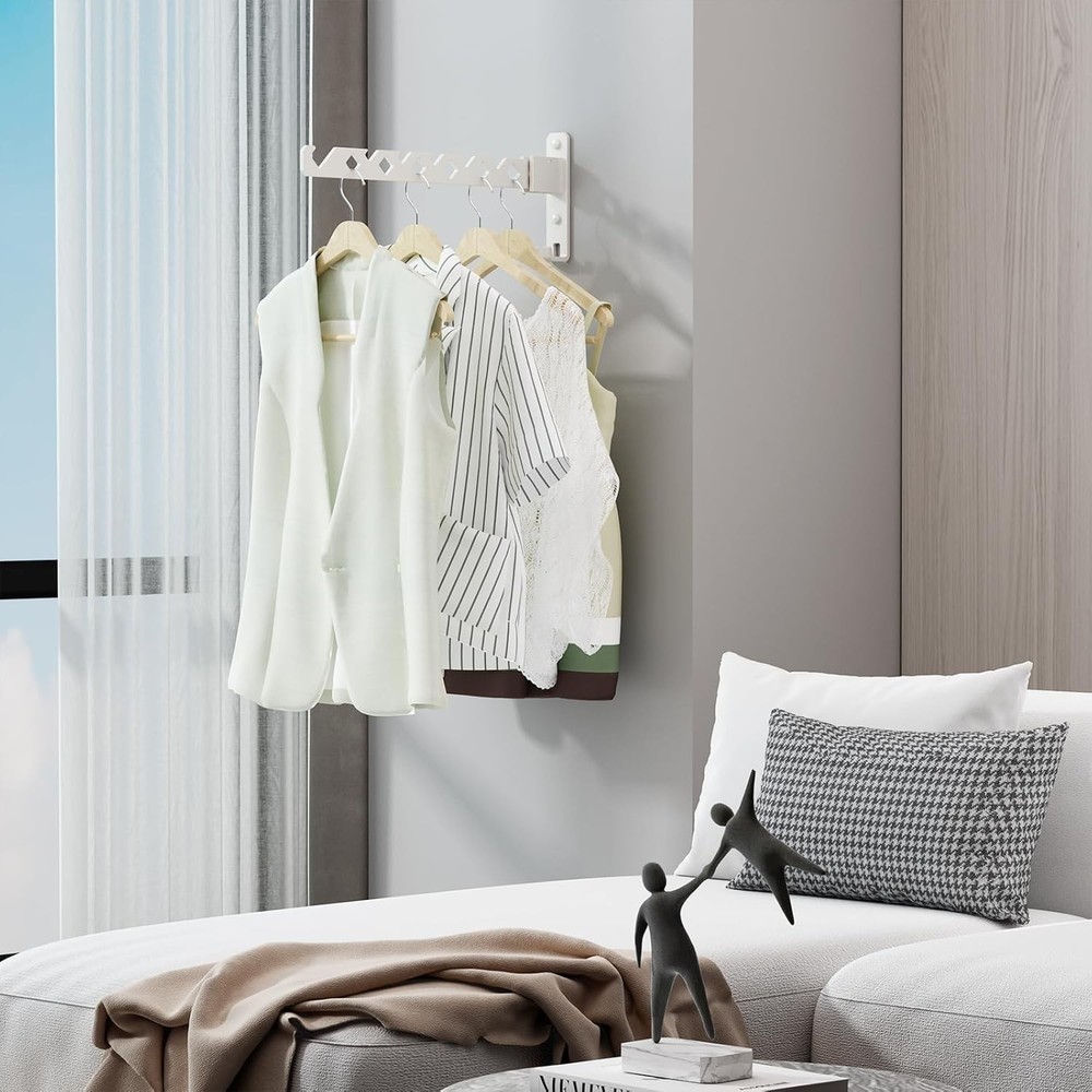 Wall Mounted Clothes Drying Rack, Wall Clothes Hanger Foldable, Laundry Hange...