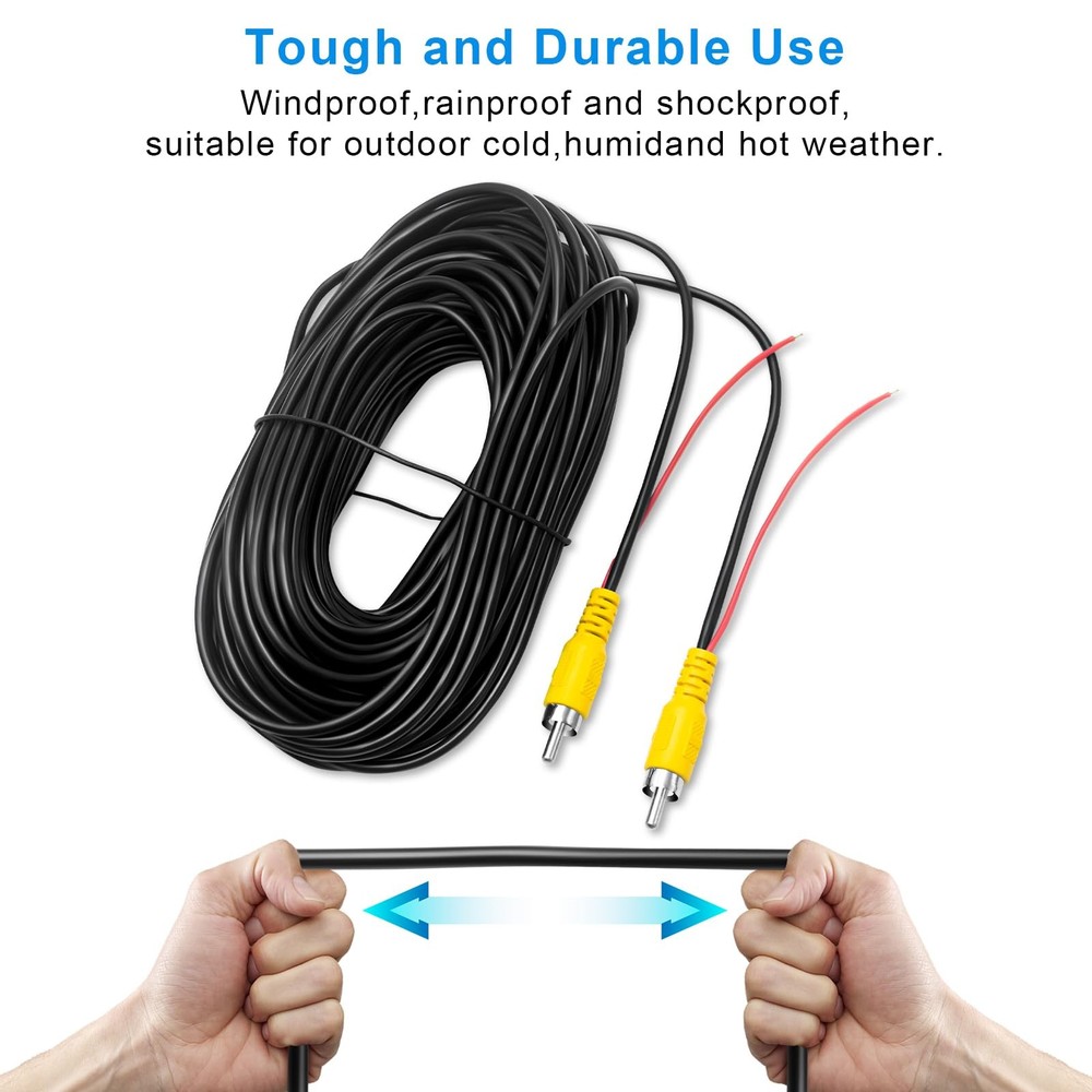 WEUASTE Premium Backup Camera RCA Cables, Car Reverse Cable 33 feet