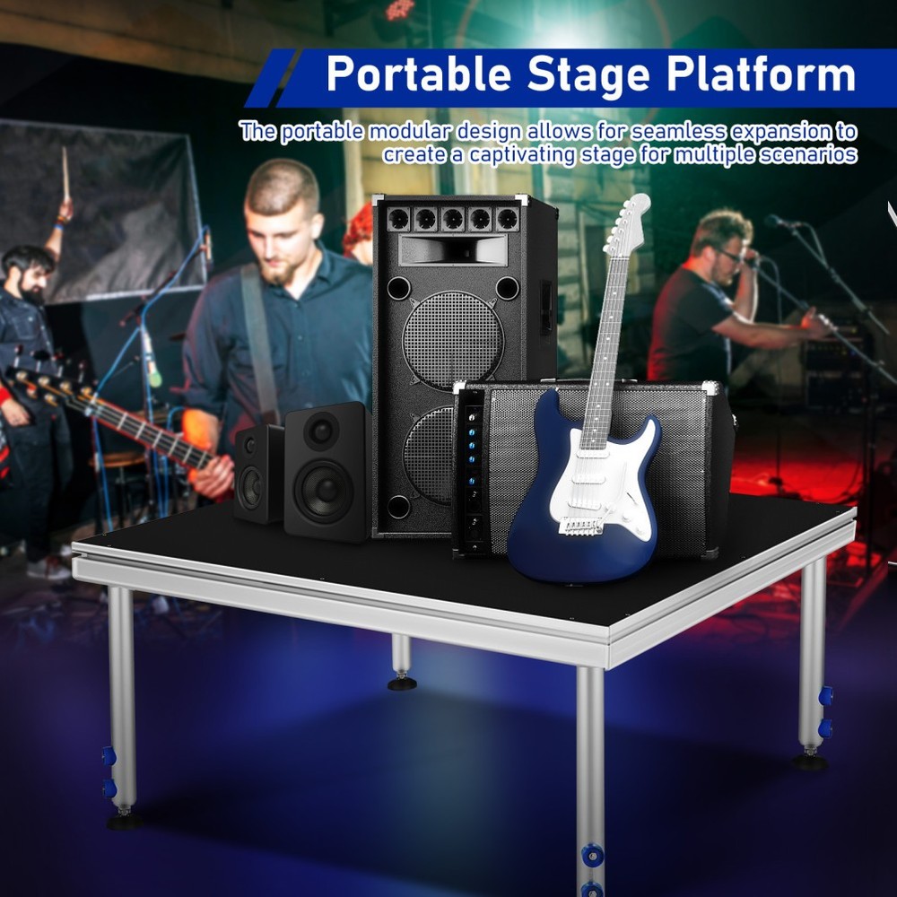 4x4FT Aluminum Stage Platform Adjustable Height Folding Modular Riser 24-40 inch