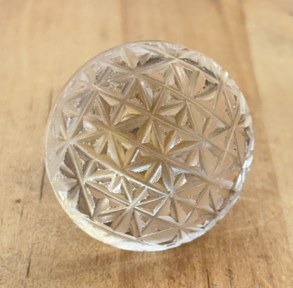 Single Pressed Glass Drawer Pull, 1-3/8"dia