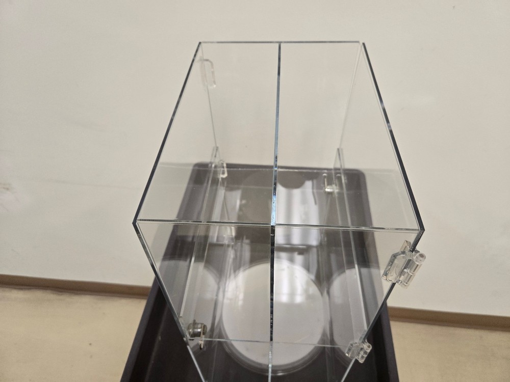Spinning Acrylic Display Case Cabinet 4 Compartments Locking w/ 2 Keys