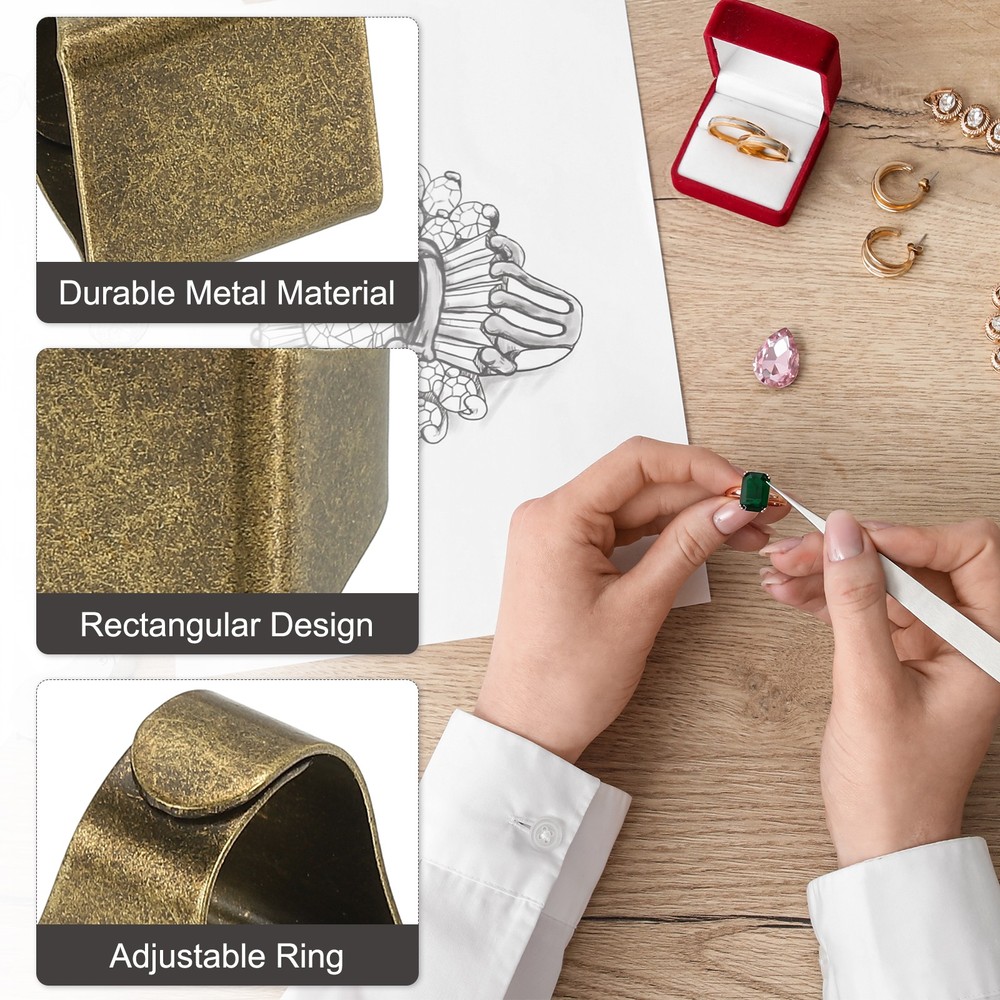 Brass Ring Blanks, 17x19.5mm 30 Pcs Adjustable Rectangle Flat Pad, Bronze