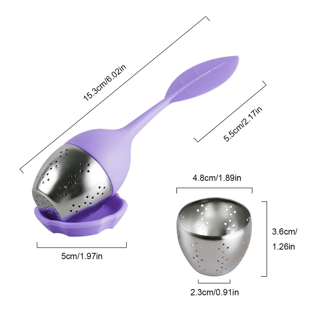 US Silicone Leaf Tea Infusers Stainless Tea Strainer Herbal Filter Diffuser 2PCS