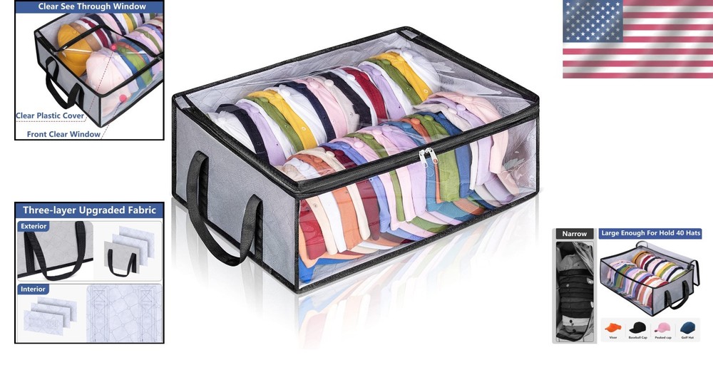 Baseball Cap Organizer with Clear View - Space Saving Storage Solution