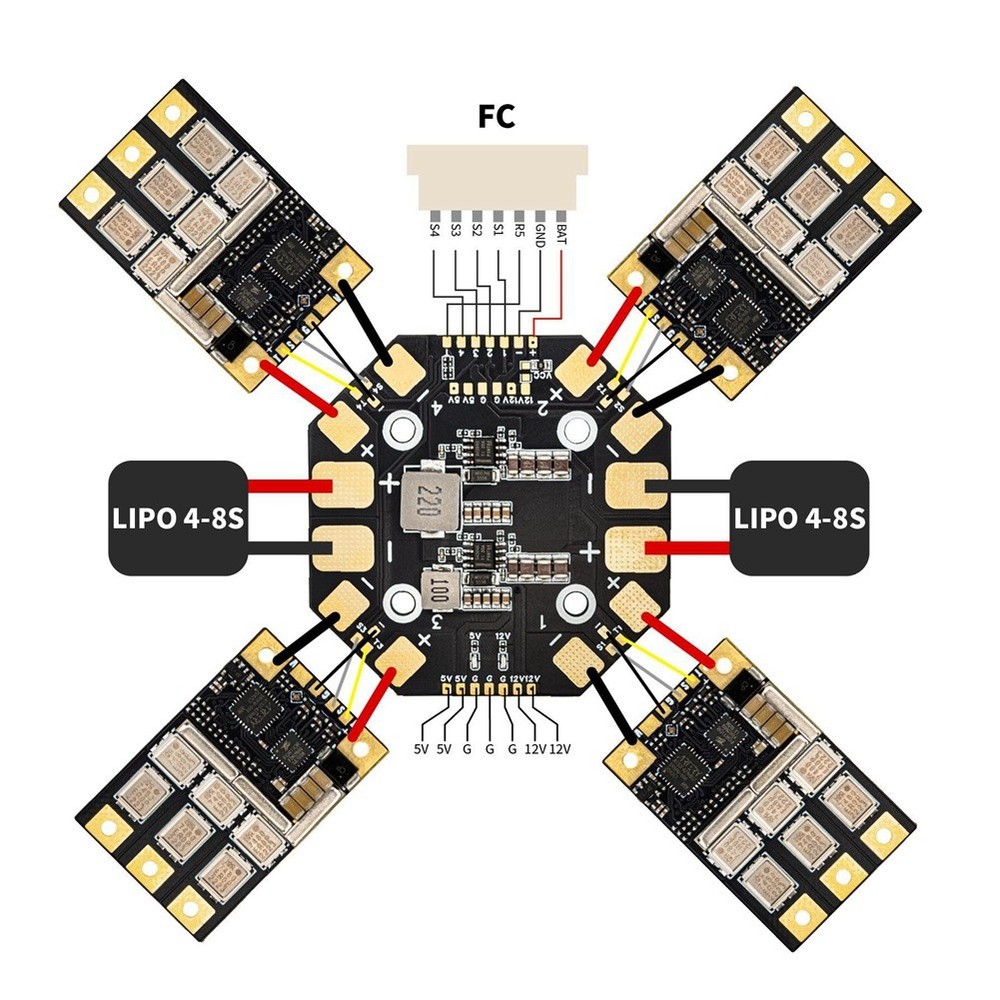 PDB400A 4-12S 400A PDB Distribution Board 400A Current Sensor 4-12S 30.5mm7791
