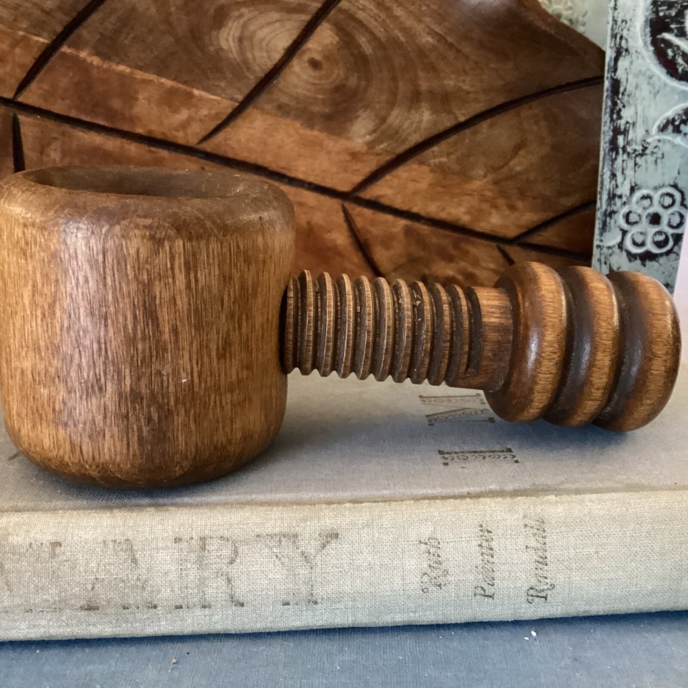 Vintage Wood Handheld Screw Nut Cracker
