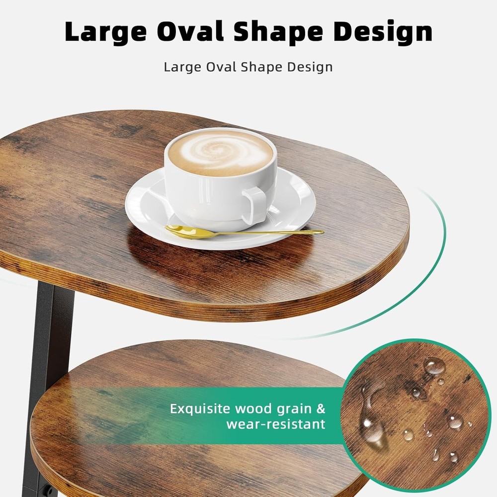 Side Table Small End Table W/ Metal Frame 3-Tier Bedside Tables Round Side