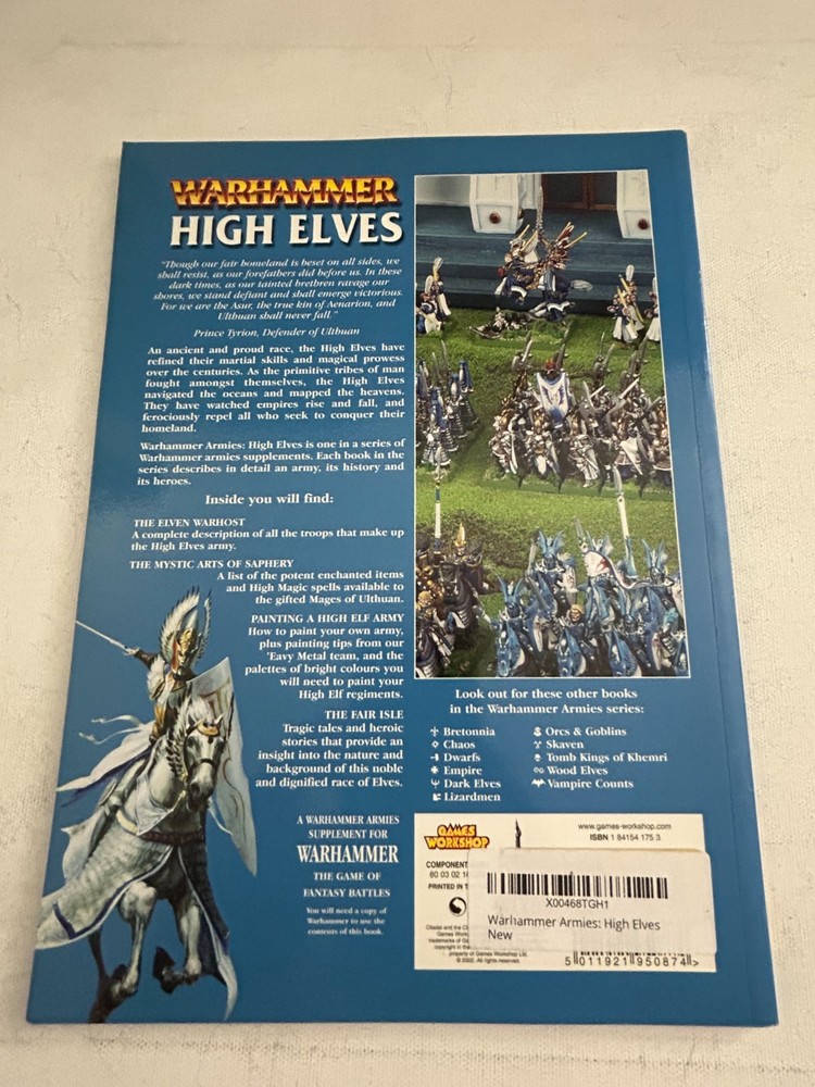 Warhammer High Elves Elf Codex Army Book 2002 Very Good Condition SC OOP