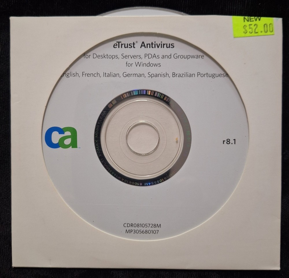 CA eTrust Antivirus r8.1 CD for Desktops, Servers, PDA's and Windows Groupware