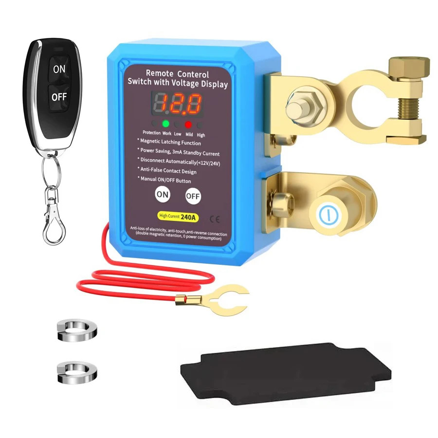Auto Battery Master Switch with Remote, 240A Kill Switch 12V Remote Battery Disc